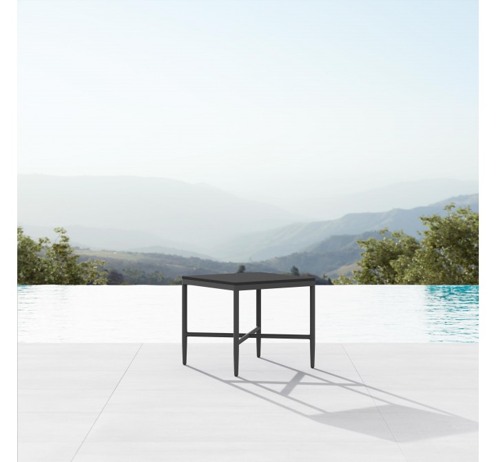 Azzurro Living Corsica Side Table in Matte Charcoal Aluminum - Lifestyle