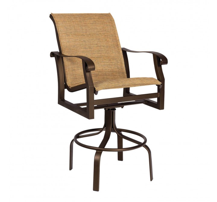Woodard Cortland Padded Sling Swivel Bar Stool