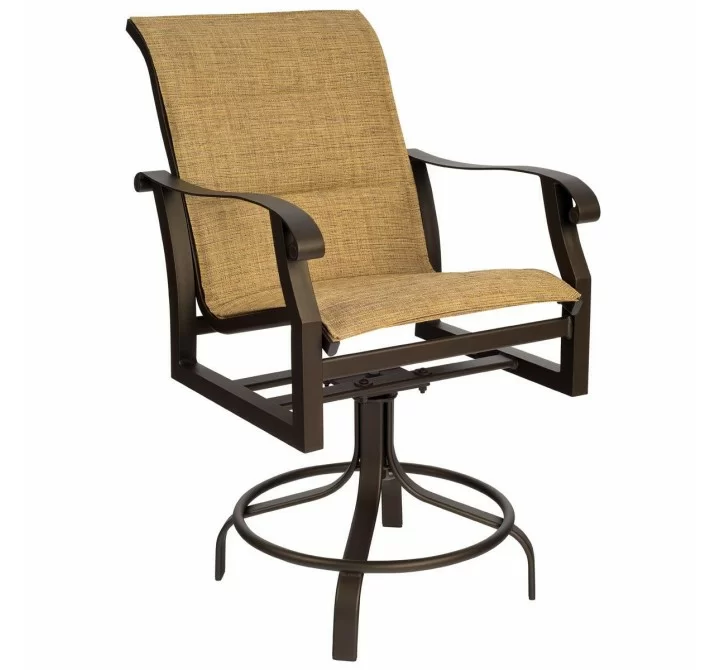 Woodard Cortland Padded Sling Swivel Counter Stool - Angled