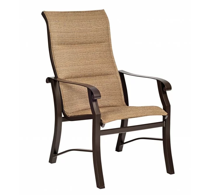 Woodard Cortland Padded Sling High-Back Dining Armchair - Angled