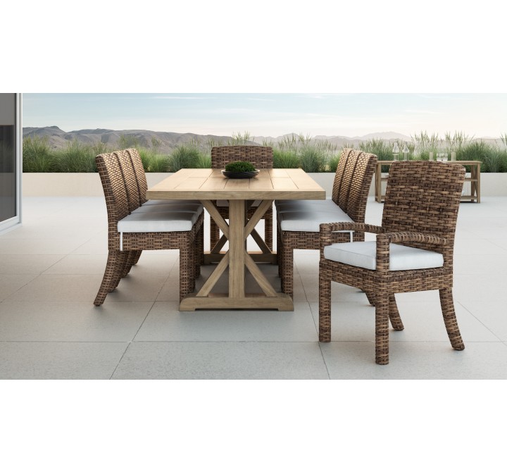 Havana Armless Dining Chair in Canvas Flax w/ Self Welt - Lifestyle