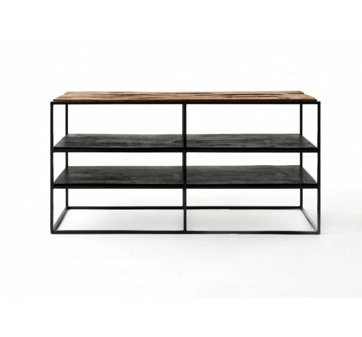 Nova Solo Rustica TV Stand Open Shelving - 112cm - Front Angle