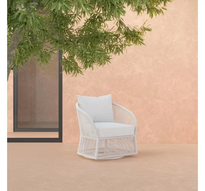 Azzurro Living Cape Town Swivel Club Chair + Polar Cushion - Lifestyle