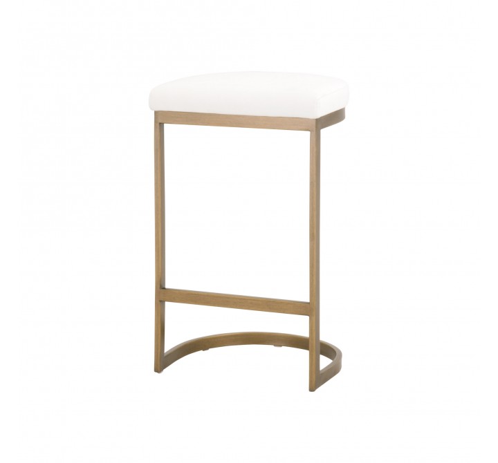 Essentials For Living Cresta Counter Stool in LiveSmart Peyton Pearl Brushed Gold - Angled