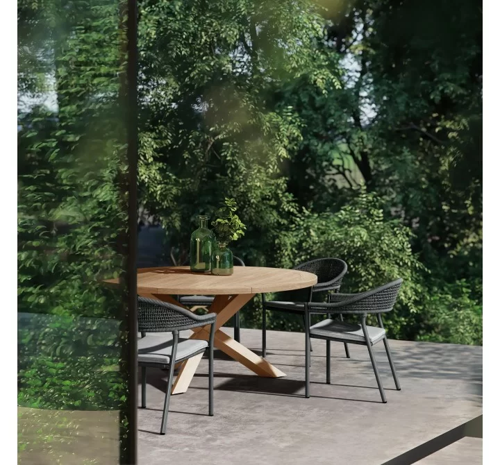 Azzurro Living Crete Stackable Dining Chair With Graphite Cushion - Lifestyle with Dining Set