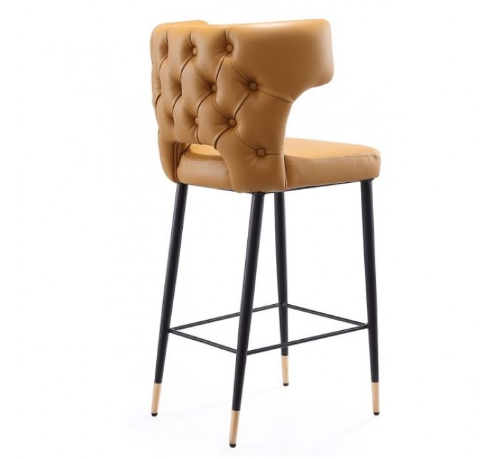 Manhattan Comfort Holguin 37" Counter Stool with Tufted Back Buttons in Saddle