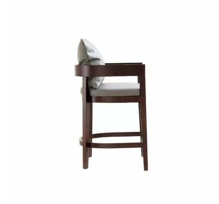 Manhattan Comfort Ritz 34 in. Grey and Dark Walnut Beech Wood Counter Height Bar Stool Side