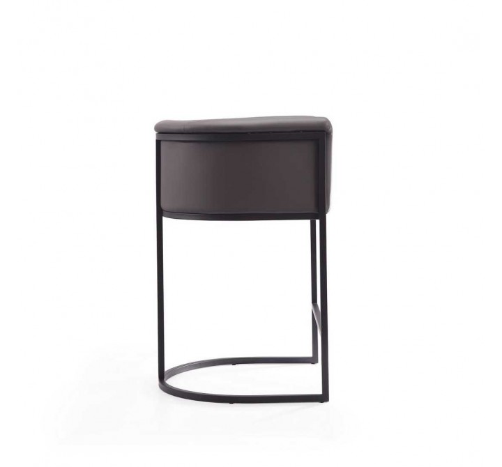 Manhattan Comfort Cosmopolitan 33.8 in. Grey and Black Metal Counter Height Bar Stool Side