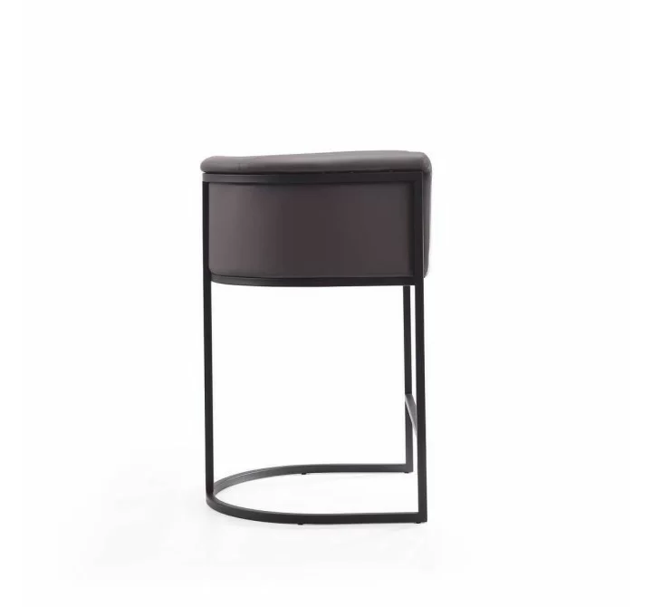 Manhattan Comfort Cosmopolitan 33.8 in. Grey and Black Metal Counter Height Bar Stool Side
