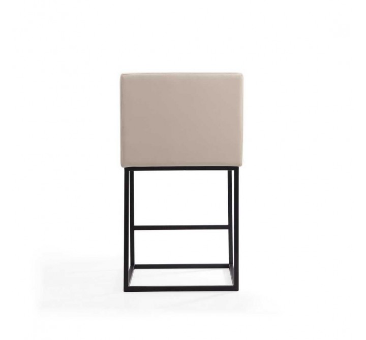 Manhattan Comfort Ambassador 38 in. Cream and Black Metal Counter Height Bar Stool Back
