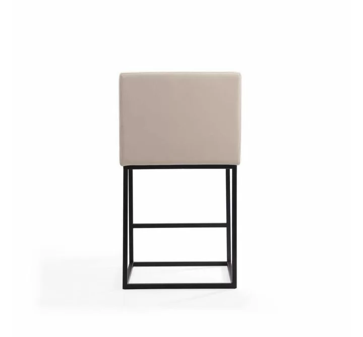 Manhattan Comfort Ambassador 38 in. Cream and Black Metal Counter Height Bar Stool Back