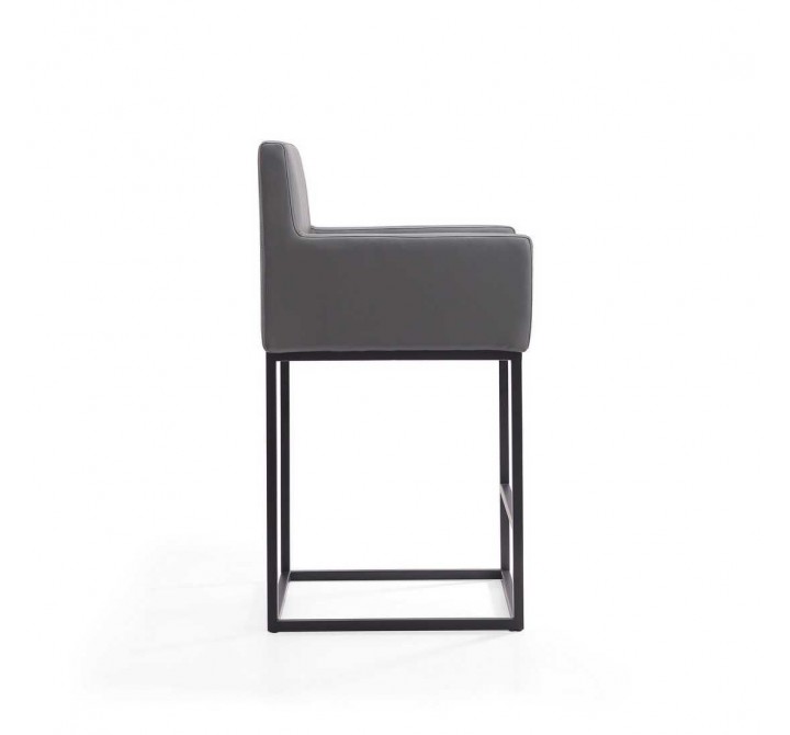 Manhattan Comfort Ambassador 38 in. Grey and Black Metal Counter Height Bar Stool Side