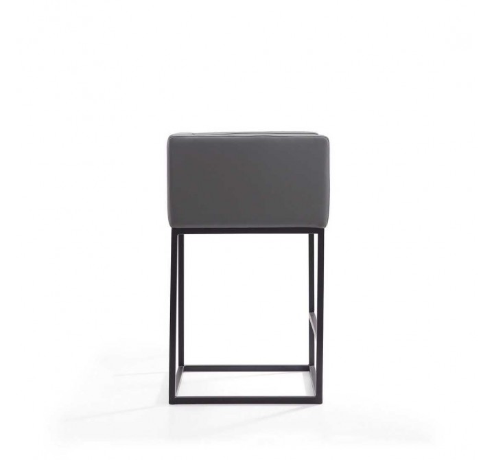 Manhattan Comfort Embassy 34 in. Grey and Black Metal Counter Height Bar Stool Side