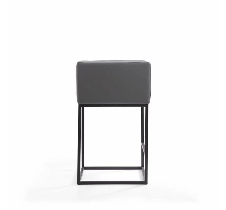 Manhattan Comfort Embassy 34 in. Grey and Black Metal Counter Height Bar Stool Side