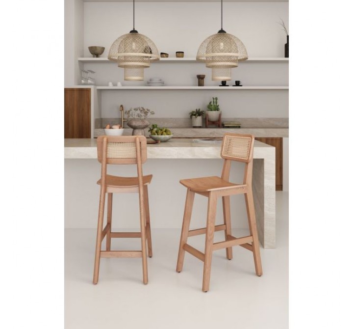 Manhattan Comfort Versailles Counter Stool in Nature Cane