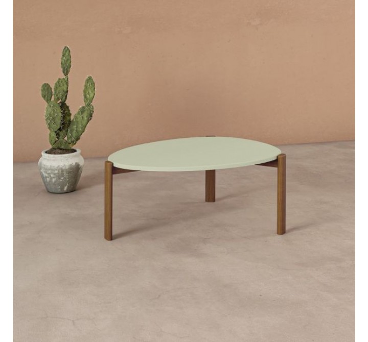 Manhattan Comfort Mid-Century Modern Gales Coffee Table with Solid Wood Legs in Pistachio Green