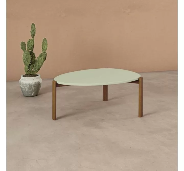Manhattan Comfort Mid-Century Modern Gales Coffee Table with Solid Wood Legs in Pistachio Green
