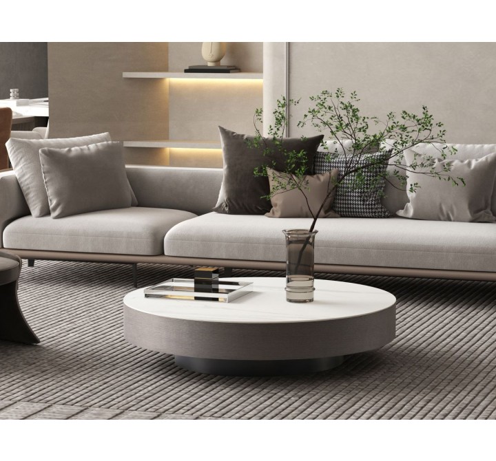 Whiteline Modern Living Cory Coffee Table With White Ceramic Top And Frame - Lifestyle
