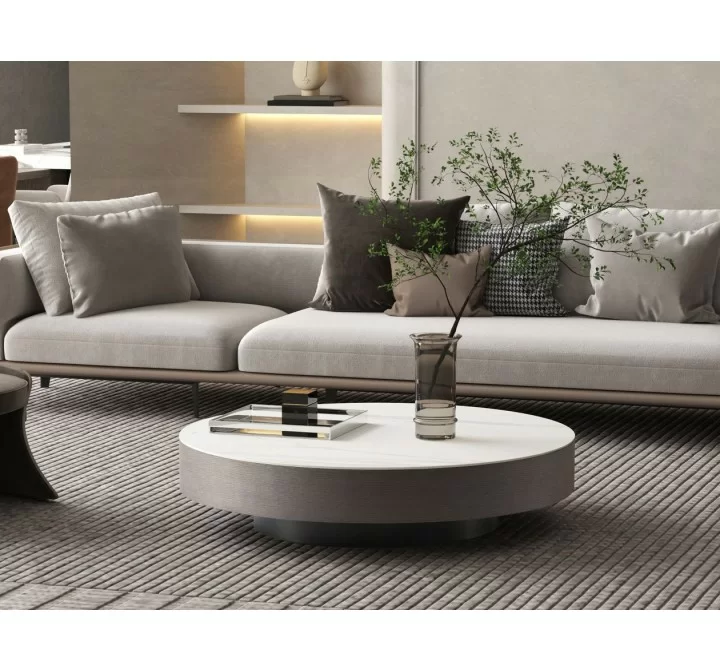 Whiteline Modern Living Cory Coffee Table With White Ceramic Top And Frame - Lifestyle