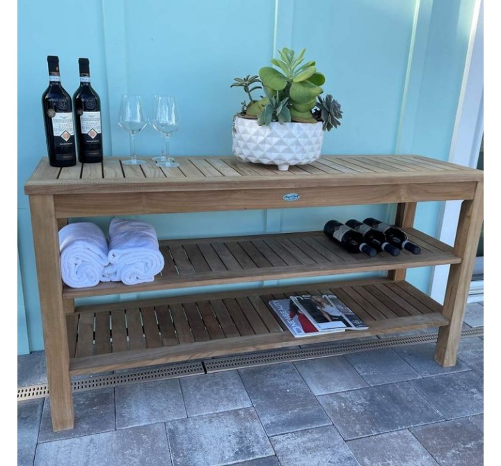 Royal Teak Console Table With Two Shelves