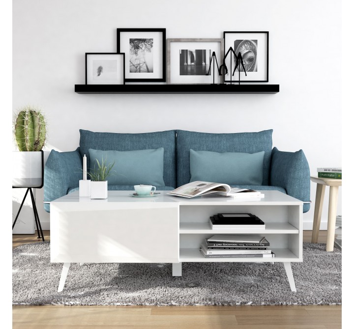 Anderson Teak Altus 43" Coffee Table Gloss In White - Front Lifestyle