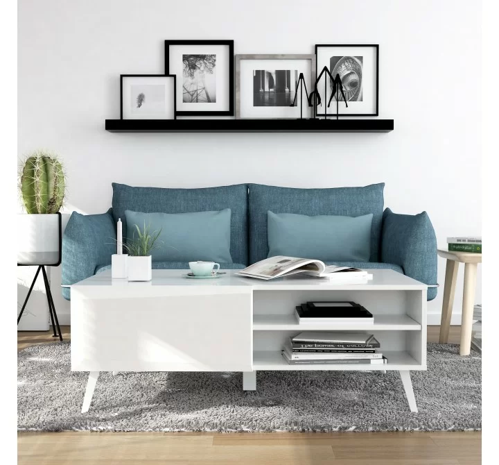 Anderson Teak Altus 43" Coffee Table Gloss In White - Front Lifestyle