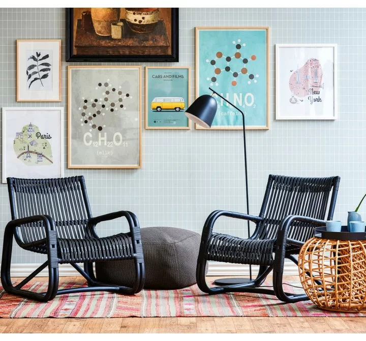 Cane-Line Curve Lounge Chair INDOOR Set - Black Colour 