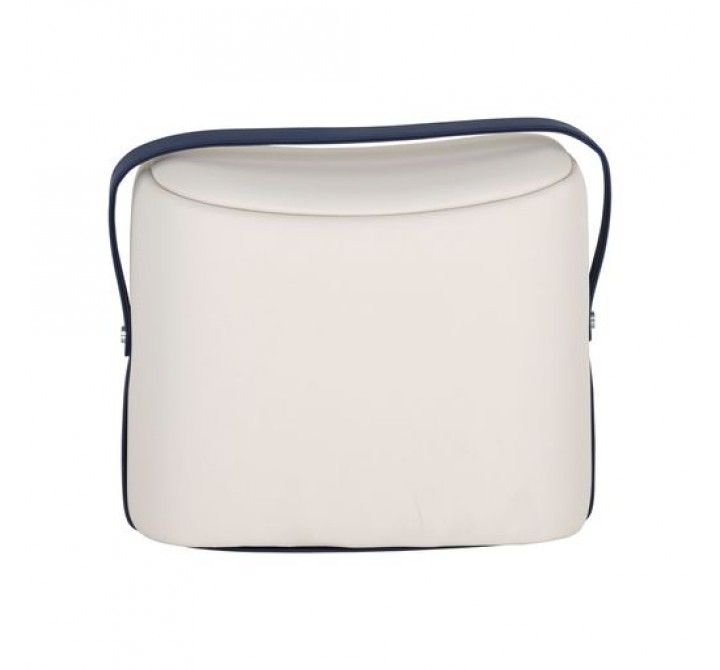 Sunpan Esma Ottoman in Beige - Navy - Front Angle