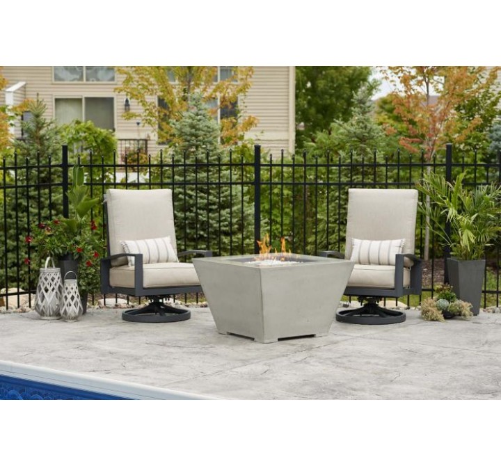 Outdoor Greatroom Company Cove Trapezoid Fire Table 2424 Burner - Lifestyle