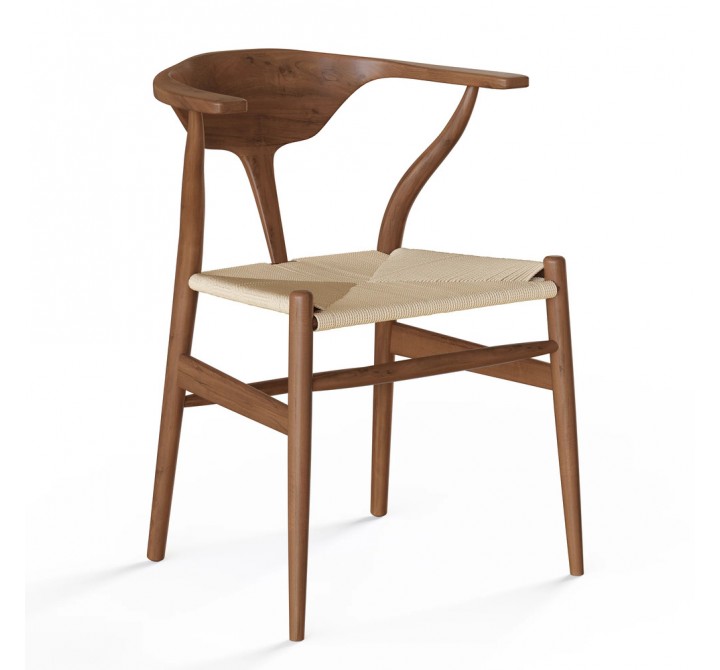 Aeon Maoming Dining Chair American Ash Stained Walnut / Natural Papercord