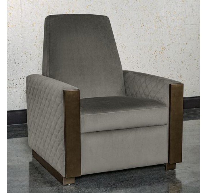 Sunpan Elvina Recliner - Antonio Charcoal - Front Side Angle