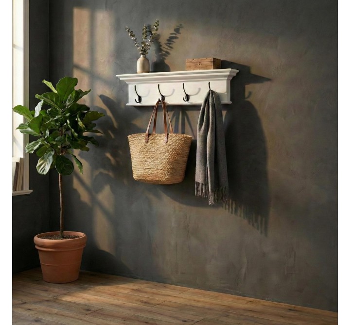 NovaSolo Halifax Mahogany Wood 4 Hook Coat Rack - Lifestyle