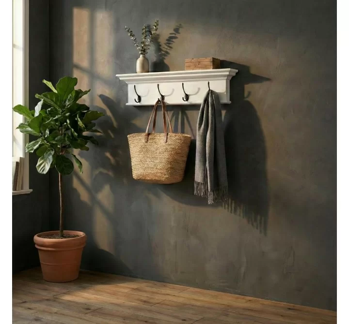NovaSolo Halifax Mahogany Wood 4 Hook Coat Rack - Lifestyle