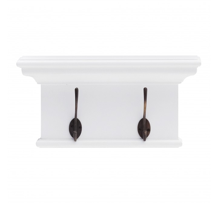 Nova Solo Halifax White Coat Rack - 2 Hook - Front Angle