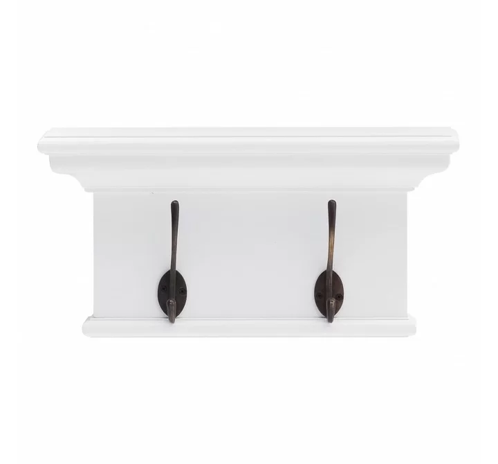 Nova Solo Halifax White Coat Rack - 2 Hook - Front Angle