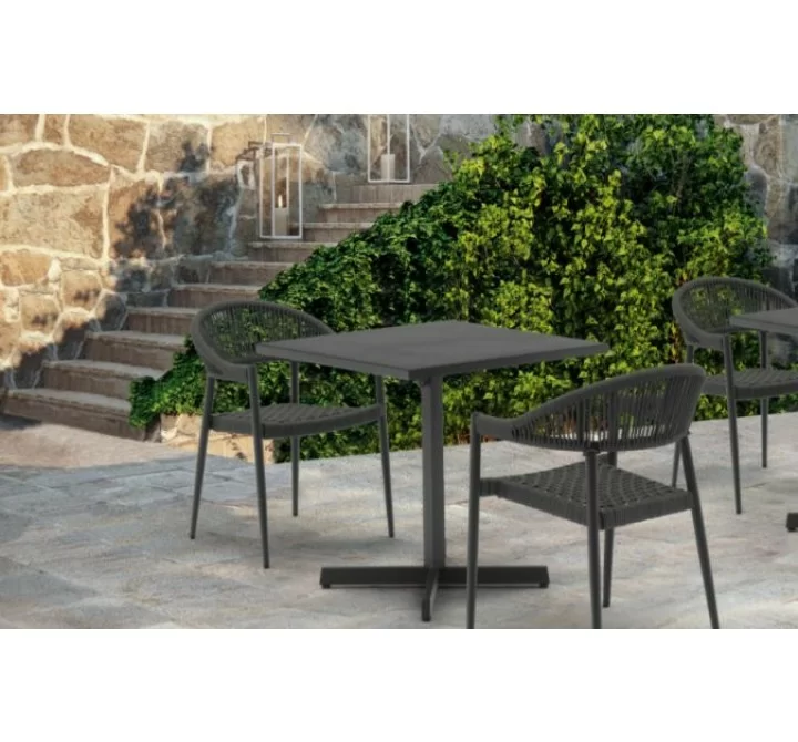 Whiteline Modern Living Leyla Indoor/Outdoor Dining Armchair In Aluminium In Gray - Lifestyle