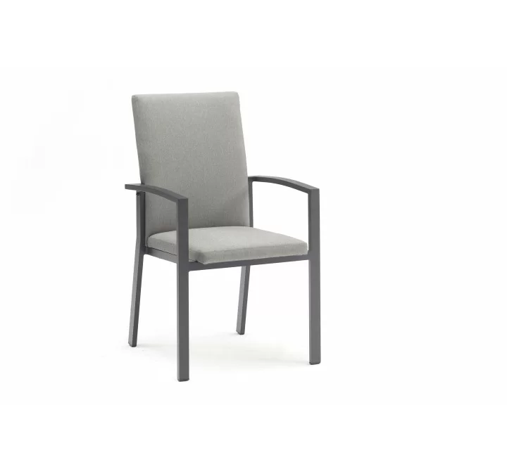 Whiteline Modern Living Doris Outdoor Dining Armchair In Aluminum Frame And Powdercoating Finish In Matte Dark Grey