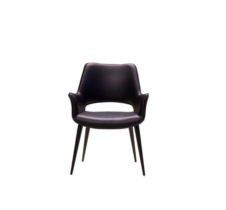 Stratford Arm Chair Black Leatherette with Black Metal Frame