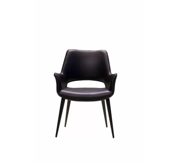 Stratford Arm Chair Black Leatherette with Black Metal Frame