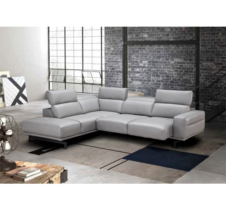 J&M Furniture Davenport Light Grey Leather Sectional