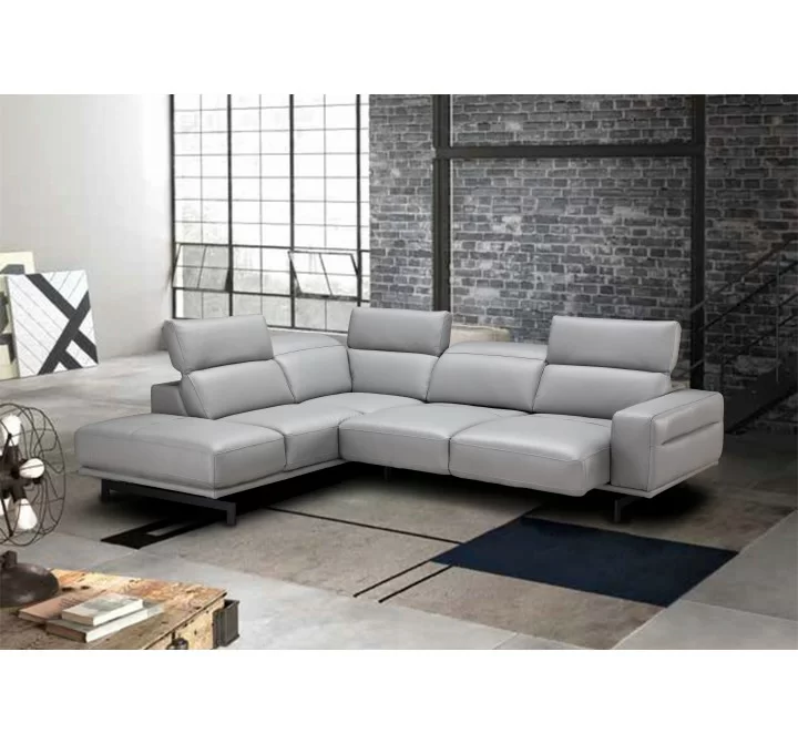 J&M Furniture Davenport Light Grey Leather Sectional