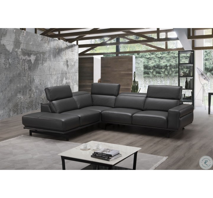 J&M Furniture Davenport Slate Grey Leather Sectional 001