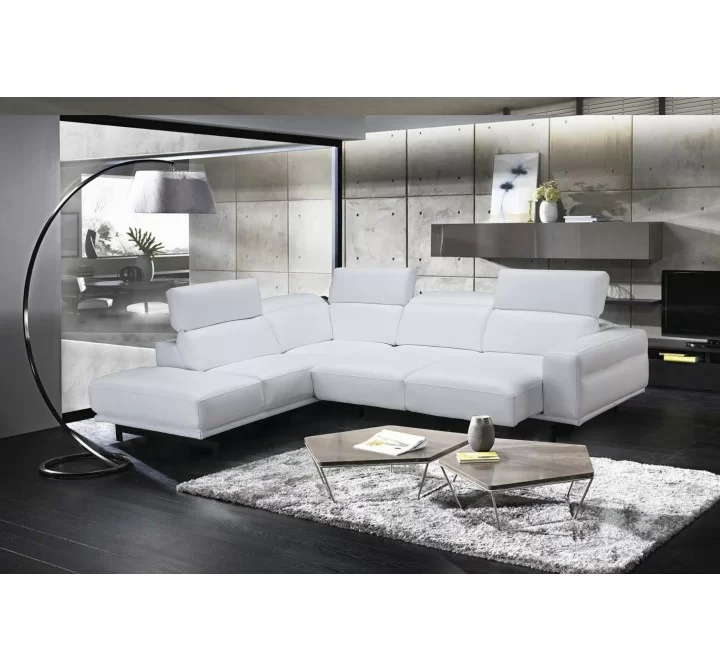 J&M Furniture Davenport Snow White Leather Sectional
