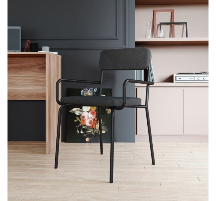 Manhattan Comfort Whythe PU Leather Dining Chair in Black