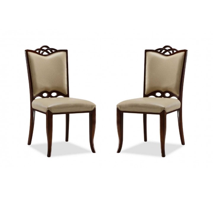 Manhattan Comfort Regent Cream and Walnut Faux Leather Dining Chair (Set of Two)