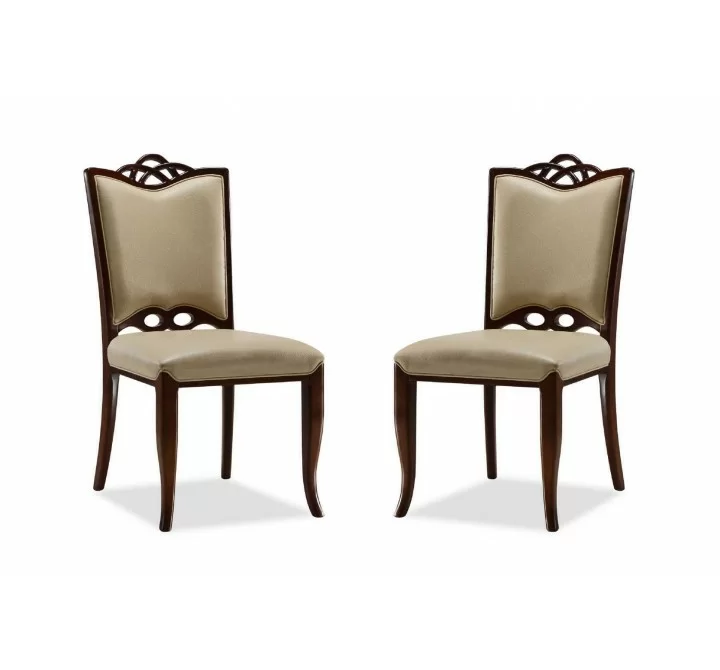 Manhattan Comfort Regent Cream and Walnut Faux Leather Dining Chair (Set of Two)