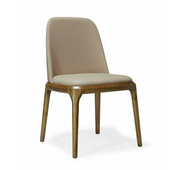 Manhattan Comfort Courding Tan and Walnut Faux Leather Dining Chair