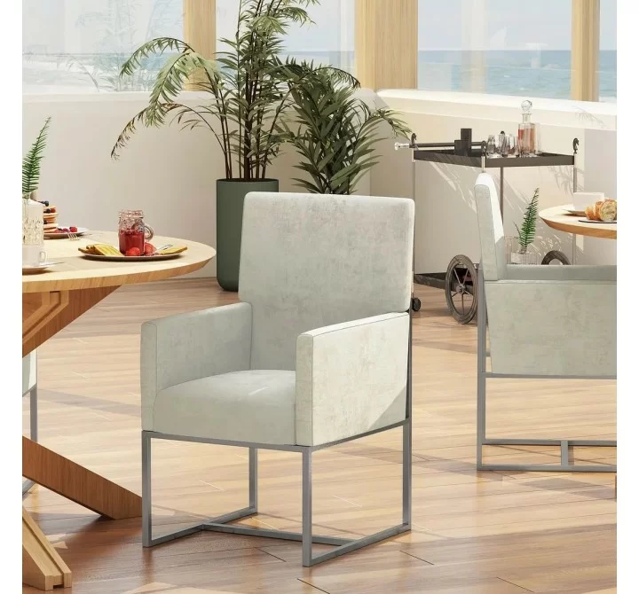 Manhattan Comfort Element Champagne Velvet Dining Armchair