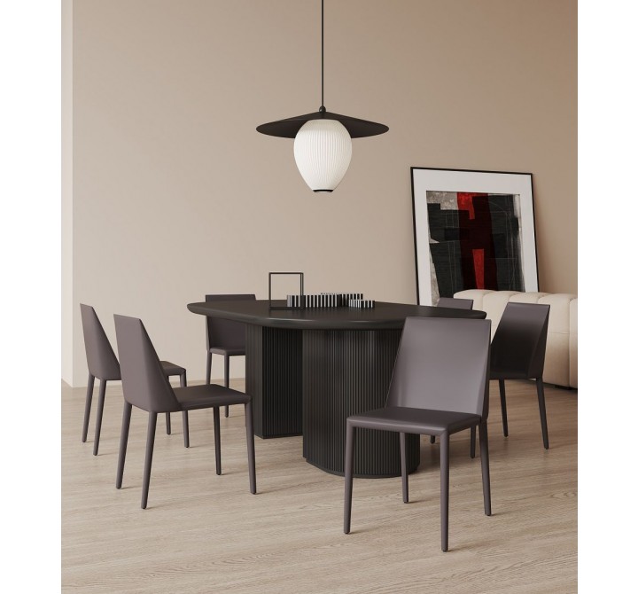 Manhattan Comfort Paris Grey Saddle Leather Dining Chair (Set of 4)