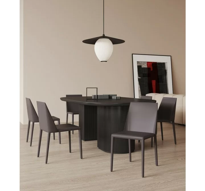 Manhattan Comfort Paris Grey Saddle Leather Dining Chair